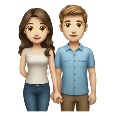 young couple brown hair blue eyed girl and brown hair boy  sticker