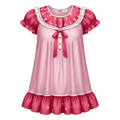 coquette strawberry babydoll blouse with ruffle sleeves and bottom, no human please sticker