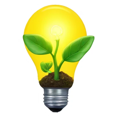 a plant sprout inside a yellow glowing idea lightbulb sticker