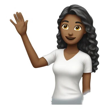 designer girl waving hi sticker