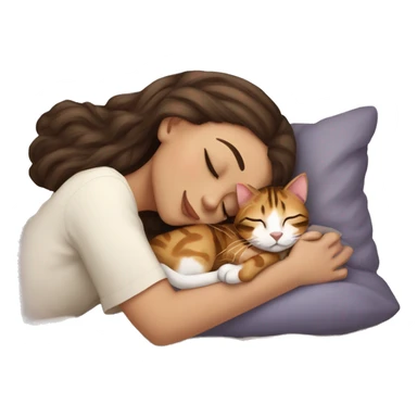 extremely light skin brunette girl sleeping with cute bengal cat sticker