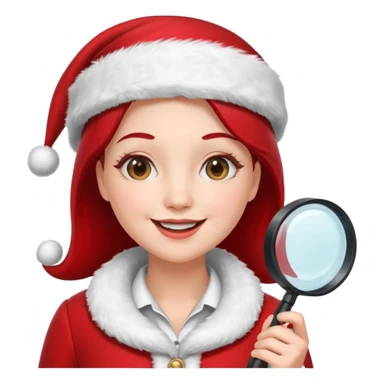 Female Santa with Magnifying glass sticker
