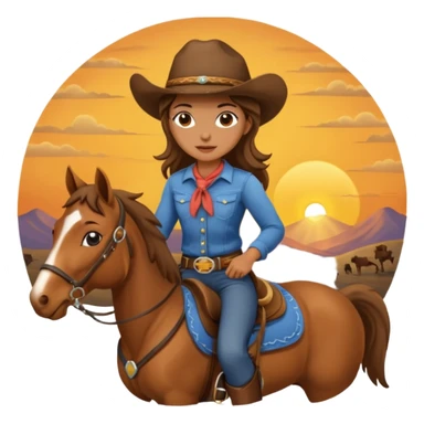cowgirl on horse riding into sunset sticker