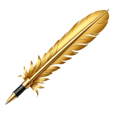 3D perspective academic premium golden ink feather pen sticker