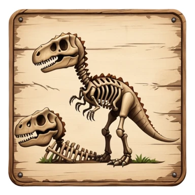 Dinosaur Signboard – Wooden board with a dinosaur skeleton drawing sticker