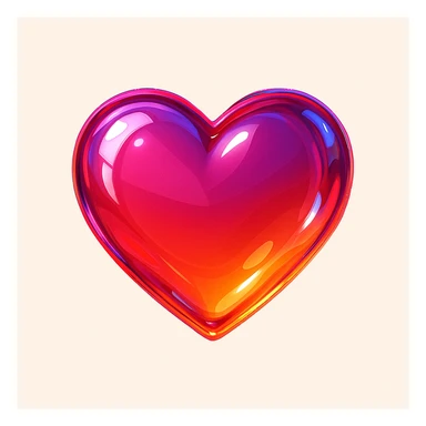 heart with a glassy effect, digital illustration sticker