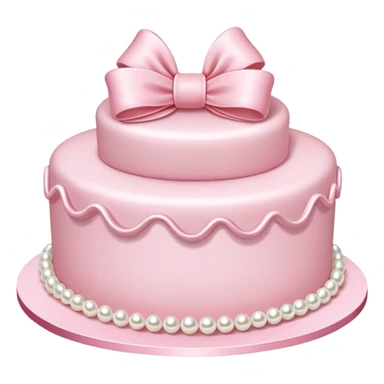 light pink cake decorated with pearls and a light pink bow on top sticker