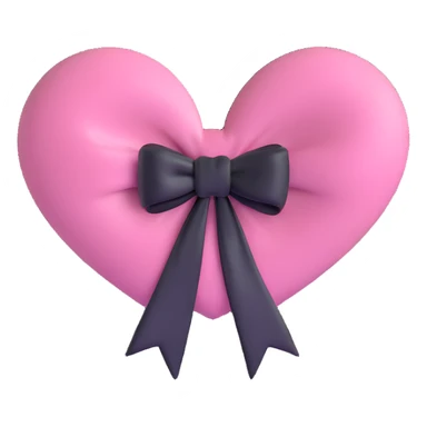 pink heart with a black bow knot and a white outline sticker