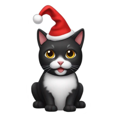 black cat with christmas hat sticker
