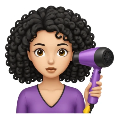 a girl scrunching her black curls with a blow dryer  sticker