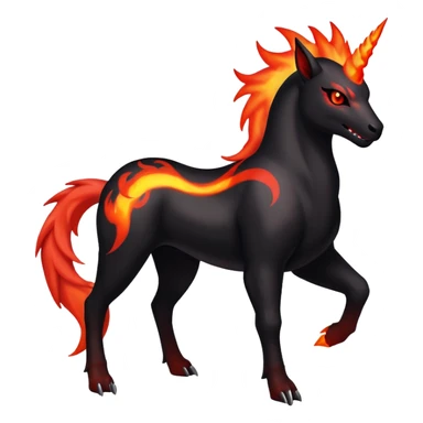 Shiny Exotic Gothic Rapidash-Houndoom-Pokémon-Fakémon-hybrid-creature sticker