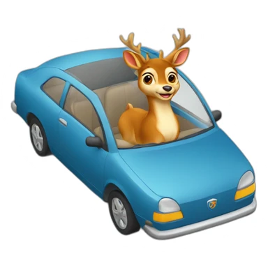 Un renne en voiture  sticker