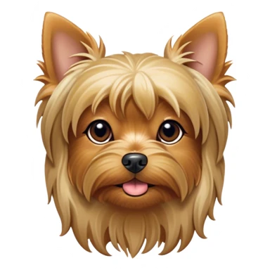 Cinematic Cute Yawning Yorkshire Terrier Portrait Emoji, Head tilted with a playful, drowsy expression and droopy, adorable eyes, featuring a soft, well-groomed fur in rich hues, simplified yet irresistibly endearing, highly detailed, glowing with a warm, cozy radiance, high shine, exuding a relaxed yet spunky charm, styled with a gentle, soft glowing outline, capturing the essence of a Yorkshire Terrier mid-yawn that seems as if it could cuddle right off the screen! sticker