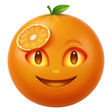 Cinematic Realistic Orange Emoji, Juicy and vibrant, with a bright, glossy skin that gleams in the light, revealing a slight texture from the natural pith. The orange segments peek through as the fruit radiates refreshing energy. Soft glowing outline, capturing the essence of a sweet, zesty burst of flavor in a perfect orange! sticker