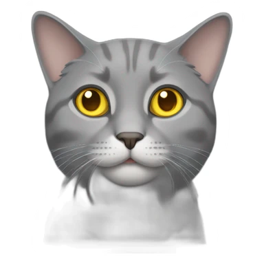 grey cat with lop-eared ears and yellow eyes sticker