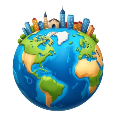 3d planet earth with building sticker