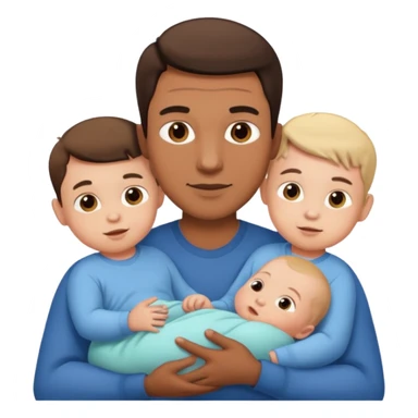 man with three babies sticker