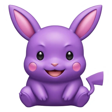emoji of metamorph (ditto) with pikachu ears and tail, smiling expression sticker