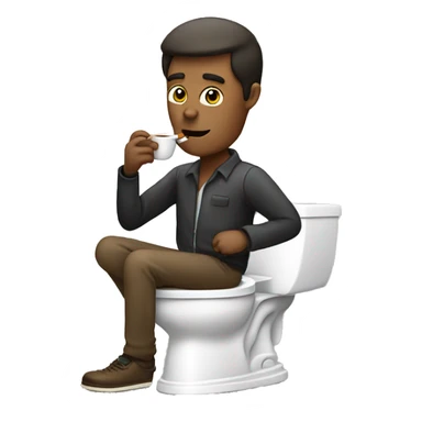 smoking a cigarette and drinking coffee on the toilet sticker