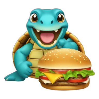 Tortue bleue qui mange un hamburger sticker