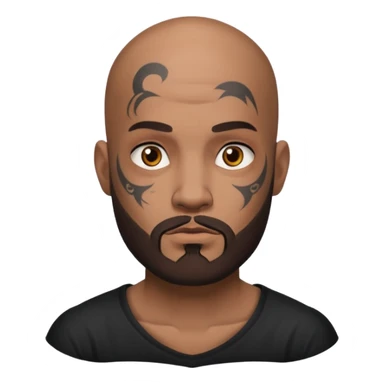bald bearded man with face tattoo sticker
