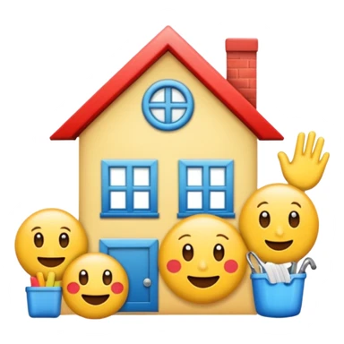 Letra decorada escrito HR de limpar a casa com uns emojis legais sticker