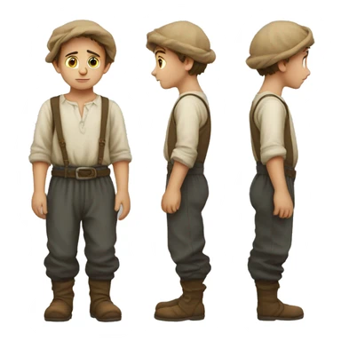 Sad European peasant child in pants sticker