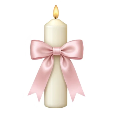 make a white candle with a light pink ribbon bow sticker