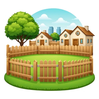 closed courtyard icon, safe private yard surrounded by buildings, minimal flat vector style sticker