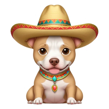 White pit bull wearing a sombrero  sticker