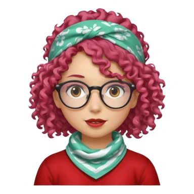 girl with curly  peppermint hair and bandana and glassess sticker