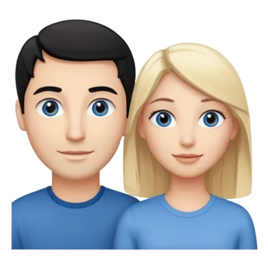 Blond woman with blue eyes on left. And a Man with black hair and grey eyecolor in the middle. And a blank woman with brown hair and grey eyes on the right. Happy together sticker