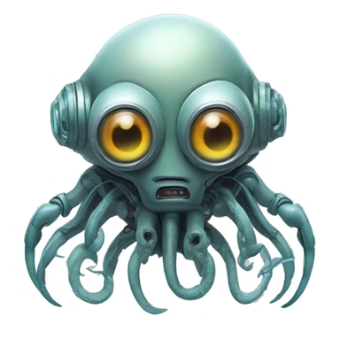 biomechanical alien robot with four eyes and tentacles  sticker