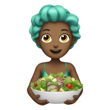 Mermaid eating salad sticker