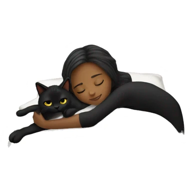 Blonde girl sleeping with black cat on bed sticker