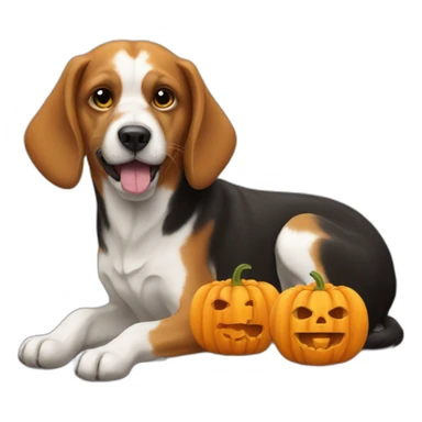Dog-eating-a-pumpkin-for-Halloween sticker