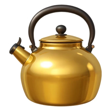 golden round and very big kettle with small kettle on top sticker