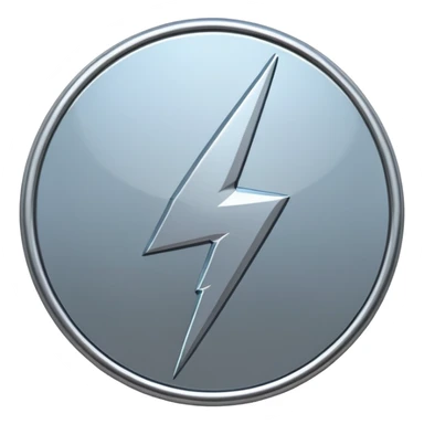 A lightning bolt emoji made of polished silver chrome, sharp yet rounded edges, glossy metallic surface, soft reflections, minimal futuristic design, iOS emoji style, centered, clean white background sticker