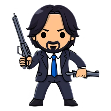 John Wick in action pose with weapons sticker