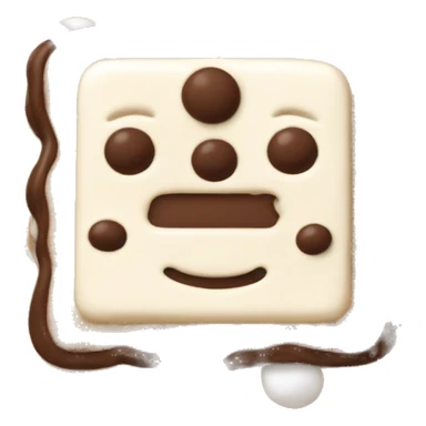 A graham cracker sandwich with melted marshmallow and chocolate in the center sticker