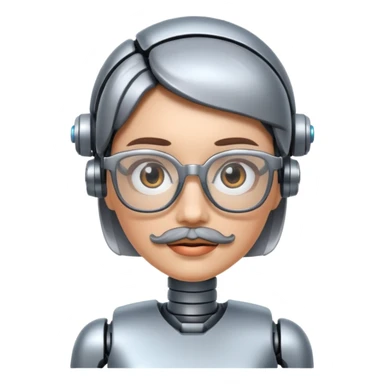 robotic woman with glasses mustache  sticker