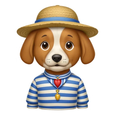 dog wearing gondolier striped shirt and hat sticker