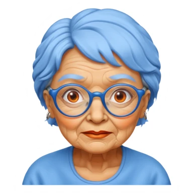 blue skinned orange glassed grandma sticker