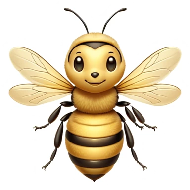 Beautiful and Majestic Bee Portrait Emoji, Head and body rendered in serene repose with a gentle, content smile, showcasing a tiny, fuzzy form with softly closed delicate wings and eyes in tranquil slumber, Simplified yet exquisitely endearing features, highly detailed, glowing with a soft, drowsy golden light, high shine, relaxed and utterly noble, stylized with an air of regal natural beauty, soft glowing outline, capturing the essence of a majestic bee that embodies the timeless charm of nature! sticker