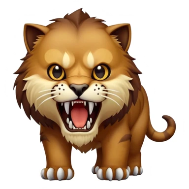 saber-toothed cat with a tiny body and gigantic canine teeth that are ten times larger than its minuscule body, extreme contrast between small body and huge fangs sticker