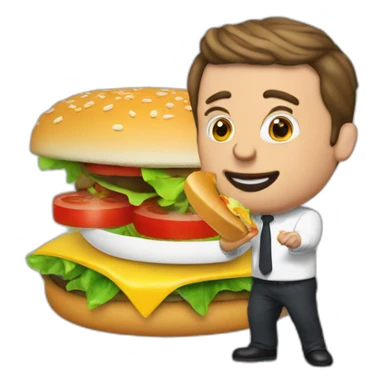 Macron qui mange un hamburger sticker