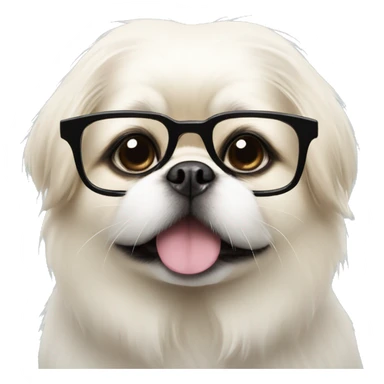 White Pekingese wearing glasses sticker