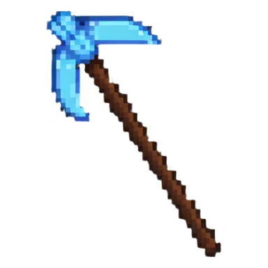 blocky minimal square pixel art Minecraft pickaxe, very simple shapes sticker