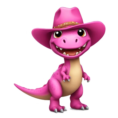 Full body dinosaur wearing pink cowboy hat sticker