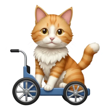 disabled orange tabby and white cat using cat wheelchair sticker